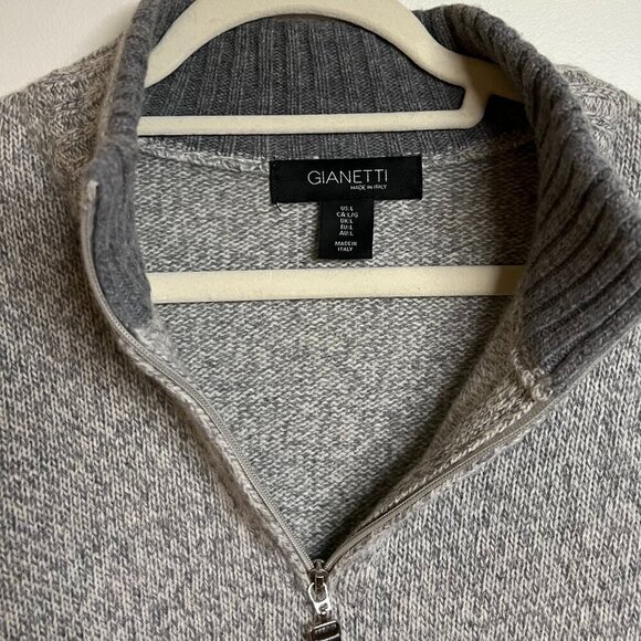 Gianetti Mens Gray Knit 1/4 Zip Wool Knit Sweater Size L - Picture 4 of 7